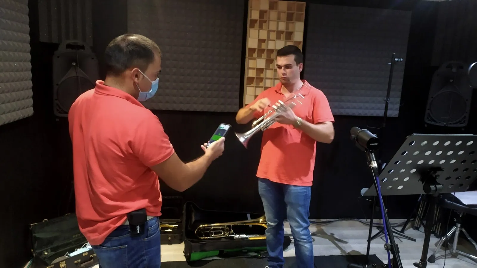 Charanga Leña Verde en el estudio de Xonix Records